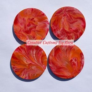 Wooden Marbled Coaster Set